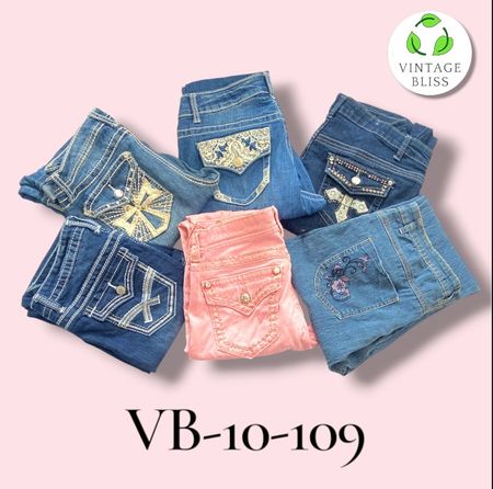 Y2K Vintage Embroidered Denim Capri Wholesale Bundle – Assorted Styles (VB-10-109) 10 pièces