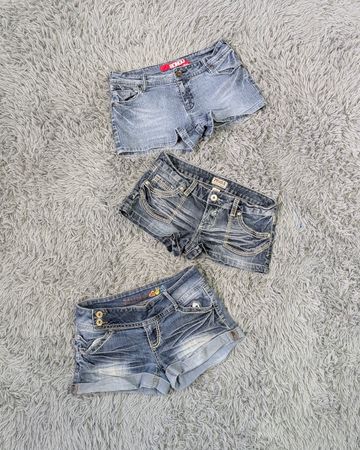 ***Y2K Micro Mini Denim Shorts Mix Rise