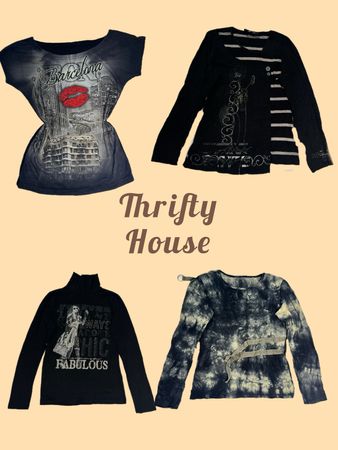 Y2k Vintage 00s Graphic Tops Bundle(TH/620)