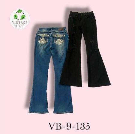 Y2K Embroidered Flare Jeans Wholesale Bundle (VB-9-135) 10 piece