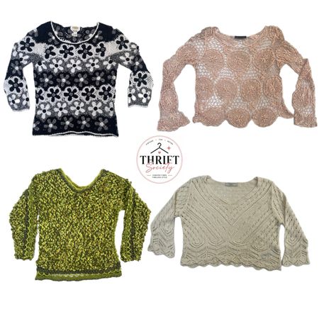 Floral Crochet Long Sleeve Tops ( TS-078 )