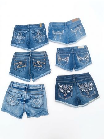 Vintage Cyber Grunge Denim Shorts Bundle – Raw Hem & Studded Pocket Details(S-66)