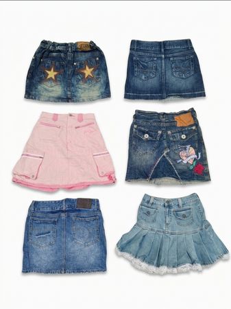 Jupe mini en denim Y2K Cyber Grunge Pack | Bundle de style esthétique Depop (VM-205)