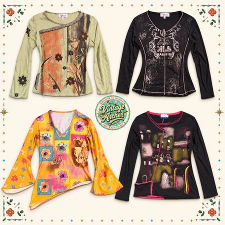 Retro Artsy Floral & Abstract Long Sleeve Tops Mix :10pcs (B15)