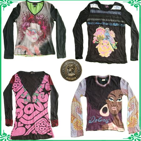 Custo Barcelona Ladies Long Sleeve Tops Retro Graphic Art Essentials Bundle - Lot A21