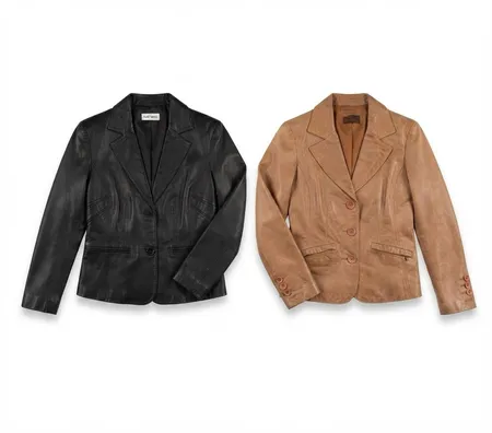(FV-2408)     Leather Blazers – Y2K Minimalist & Office Core