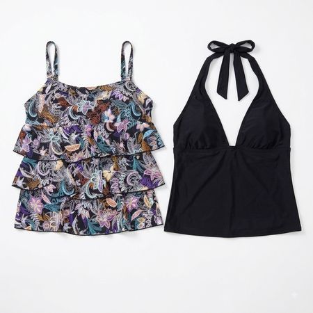 Women's Swimwear Tankini Tops- Printed, Layered & Halter Tankinis (002D)