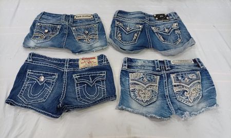 CR11106 Vintage Mix-Branded Mini Denim Shorts