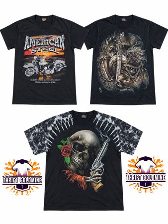 ヴィンテージプリントTシャツ Y2K スカルアニマル ヘビーメタル グラフィックプリントTシャツ シングルスティッチ