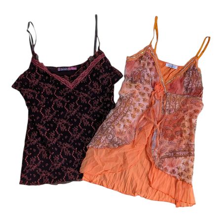 Y2K Vintage Camisole Tops – Spitzenbesatz & Blumenmuster