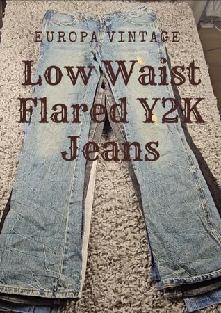 Jeans a gamba larga a vita bassa a campana Y2K Jeans retrò non firmati