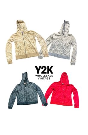 Y2K Vintage Velour Zip-Up Hoodies – Wholesale Collection(YWV18)