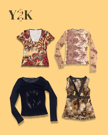 Tops imprimés et grunge styles rétro Y2K des années 90 (Yv-820)