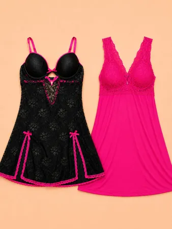 Y2k Black & Pink Romantic Camitops