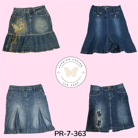 Women's Y2K Long Denim Skirt – Vintage Wash Maxi Style (PR-7-363)