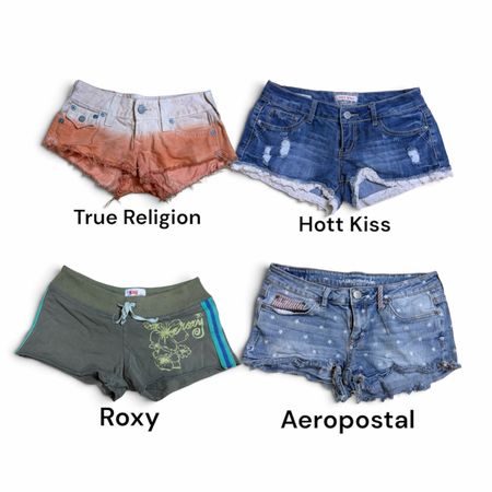 THB0031 Y2K Branded Sexy Mini Shorts – Foxy, Aeropostale & Hot Guess Vintage Shorts