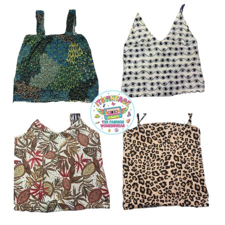 Ensemble de tops cami imprimés vintage Y2K – 9 pièces | VR373 🦚✨