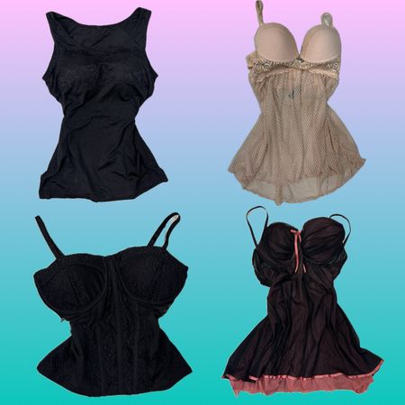 Y2K Dark Coquette Lace Babydoll Cami Tops (RS-49)