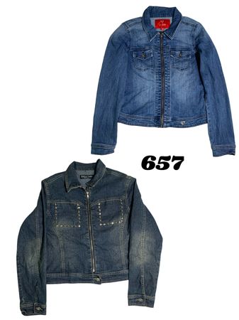 Y2k Denim-Reißverschlussjacke für Frauen (Marke) Guess, Style & Co., usw.
