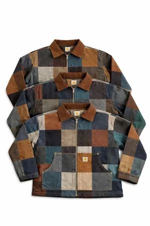 CR1351 Upcycled Heritage Patchwork Zip Jacket