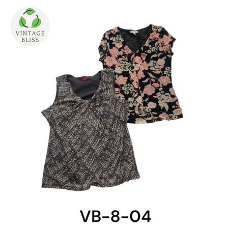 Women’s Y2K Printed Poly Blouse Short Sleeve Vintage Style(VB-8-04)