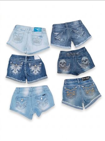 Lot de revendeur de shorts en denim Vintage Y2K - Poches et ourlets cloutés (S-62)