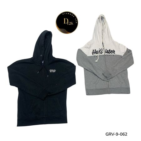 Hollister zipper Hoodie – Vintage Y2K Casual Sweatshirt  (GRV-9-062)