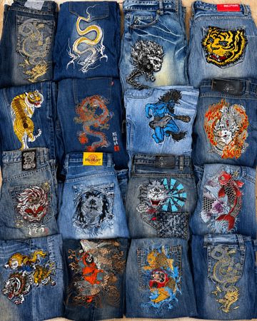 Jeans Premium de Tatuagem Japonesa