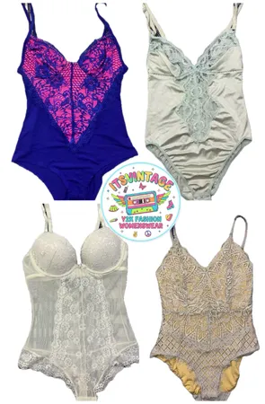 Vintage Y2K Lace Bodysuit Bundle – 12pcs | Plunge, Corset & Sheer Lace Bodysuits | VR377