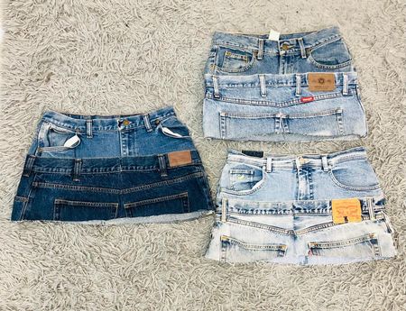 Upcycled Denim Mini Skirts - EVR0338