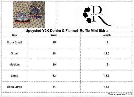 Upcycled Y2K Denim & Flannel Ruffle Mini Skirt