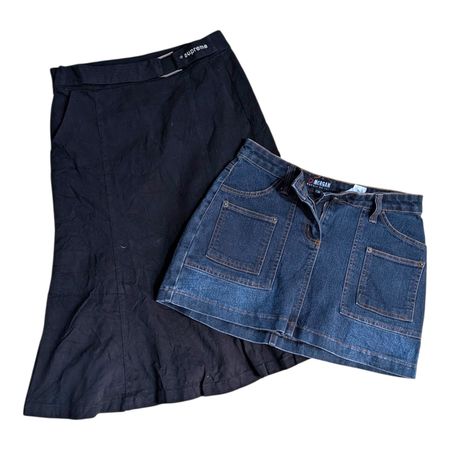 Jupe longue noire Y2K Supreme & jupe en denim Morgan – Vintage années 90/2000