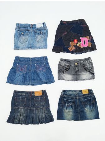 Cyber Grunge Patchwork & Embroidered A-Line Mini Skirt(VM-177)