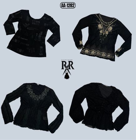 Y2K Black Rave Full Sleeve Tops (AA-1282)