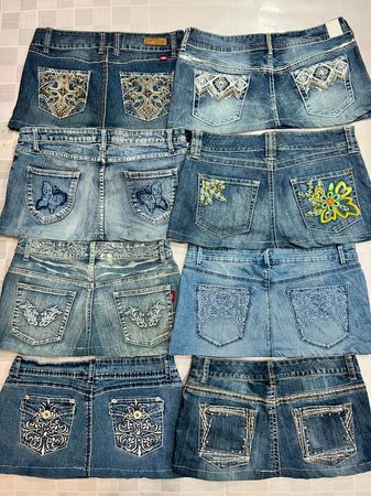 R561 Upcycled Ladies Embellished Micro Mini Skirts