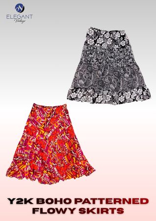 Y2K Boho Patterned Flowy Skirts - EV2359