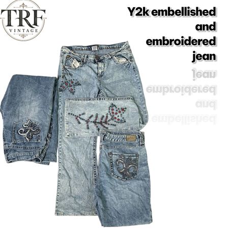 Y2k embroidered and embellished jeans #146