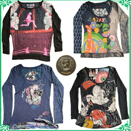 Y2K Desigual Long Sleeve Tops Bundle
Retro Art Print Boho Blouses - Lot A39