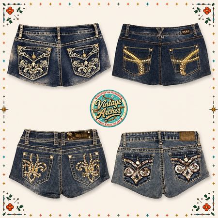 Y2K Low Rise Rhinestone Denim Shorts Mix :10pcs (S3)