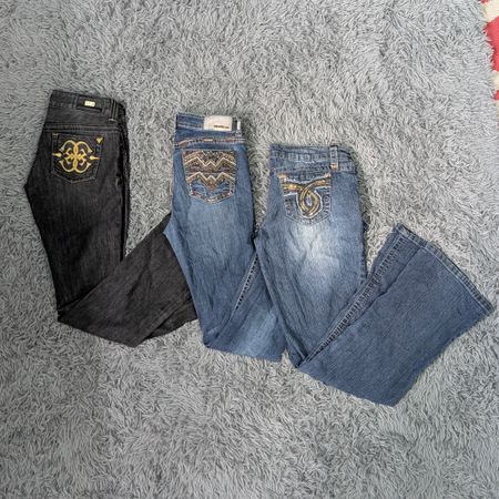 ***Y2K Wide Leg Embroidered Jeans