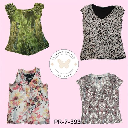 Women’s Y2K Mix Print Poly Blouse – Vintage Retro Aesthetic Top (PR-7-393)