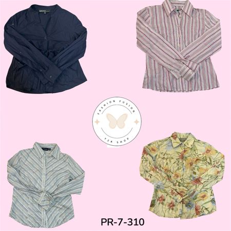 Women's Cotton Collared Blouse – Smart Casual Long Sleeve (PR-7-310)
