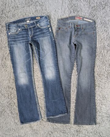***Y2K Flared Denim Jeans Mixed Rise