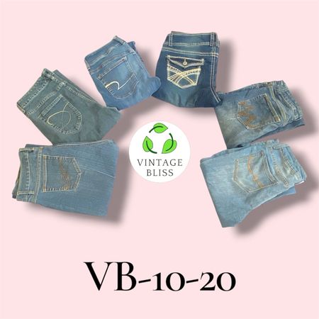 Y2K Vintage Embroidered Bootcut Flare Jeans Wholesale Bundle – Assorted Styles (VB-10-20) 7 piece
