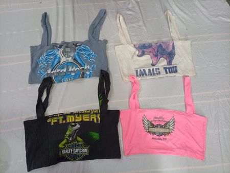 CR10921 Upcycled Music and Harley Cropped Tops