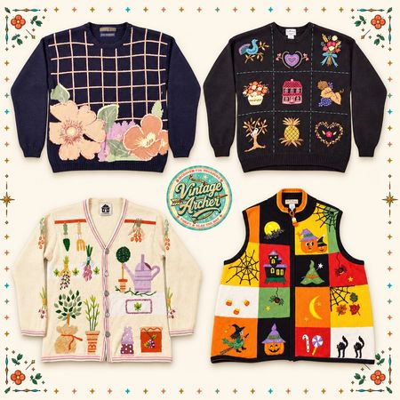 Vintage Heavy Knit Novelty Jumpers 10pcs (S7)