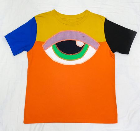 T-SHIRT APPLIQUÉ EN COULEUR BLOQUÉE RECYCLÉE CR2257