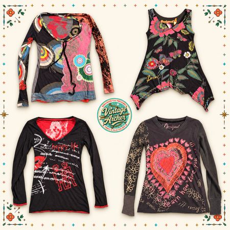 Y2K Desigual Psychedelic Patchwork & Graphic Statement Tops – 10 Stück (D6)