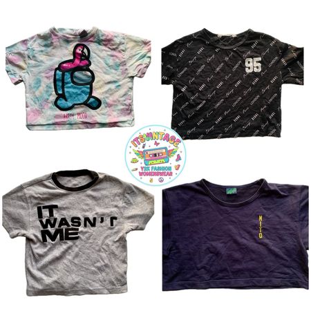 Graphic Print Y2K Cropped Tees Edit | VR-420