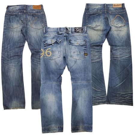 Men's Diesel Armani Levis Baggy Bootcut Faded Jeans